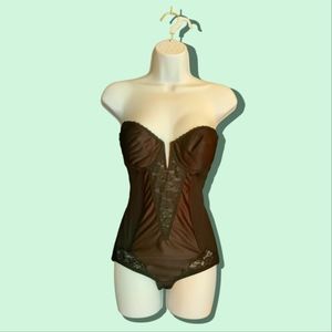 Victoria's Secret Size 36B Strapless Bodysuit Lingerie Black with Lace